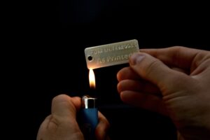 Flame test with a lighter on an FDM ULTEM 9085 part