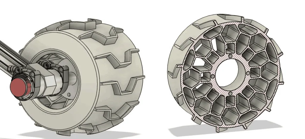Preliminary design CAD (left) and cross-section analysis of the preliminary design (right)