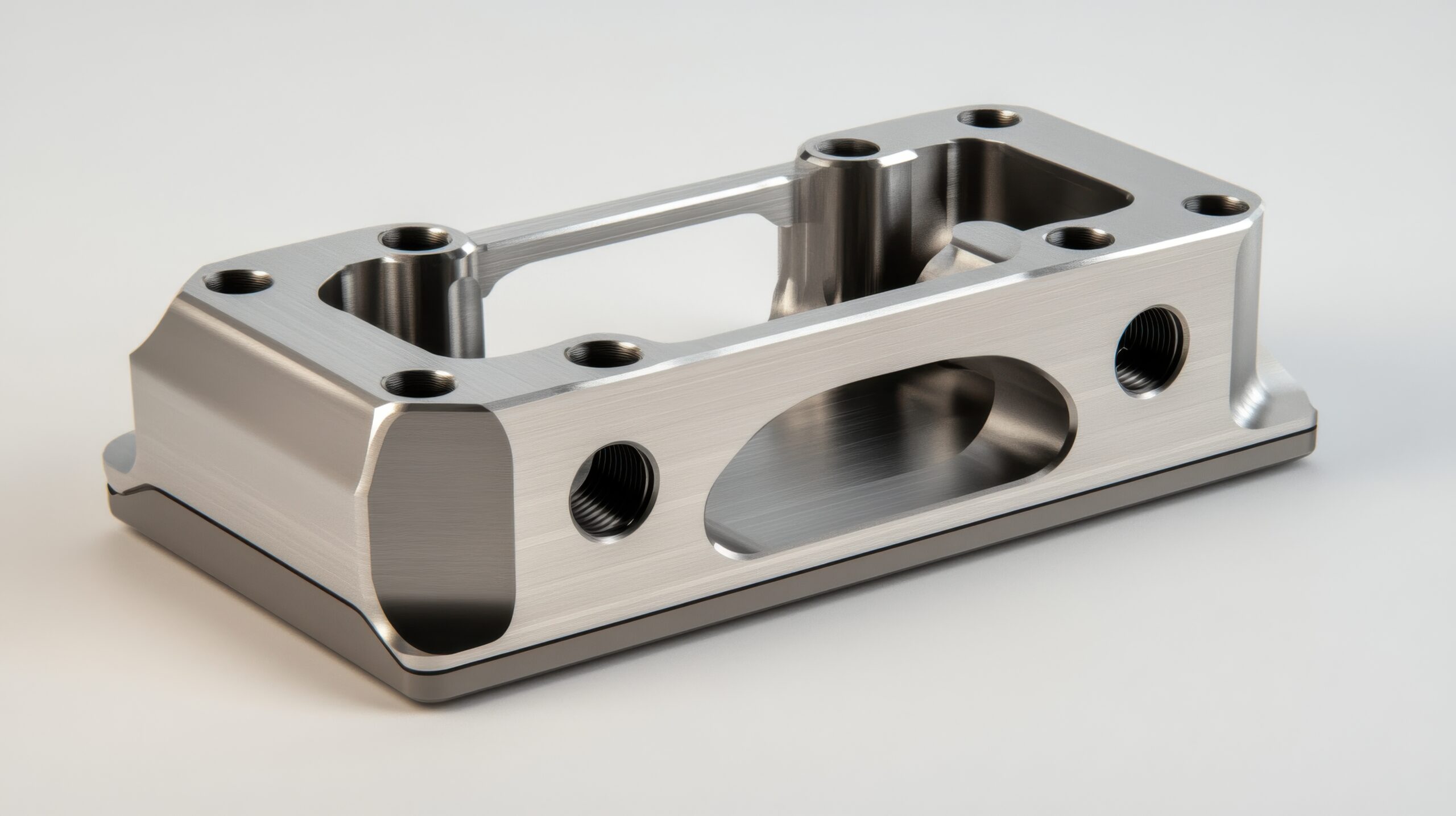 CNC machined aluminium part with threaded holes