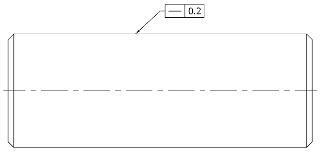 Straightness tolerance applied to a shaft axis.