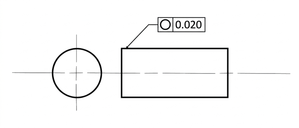 The circularity tolerance is applied directly to the surface of the feature without the need for a datum reference.