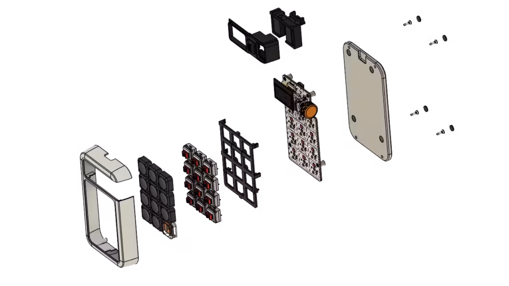 An exploded view of the second-generation keypad.
