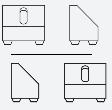 The image above depicts the first angle projection above, and the third angle below.