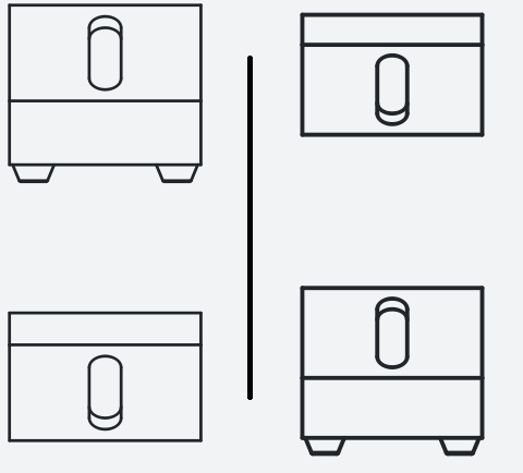 First angle projection is on the left and third angle on the right of the division line.