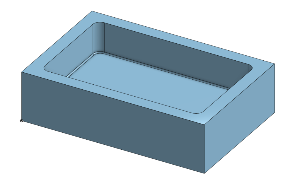 Fully enclosed closed pocket in a block, walled on all four sides.